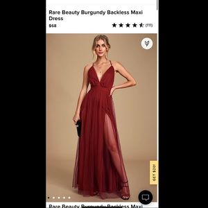 Lulu’s Rare Beauty Burgundy Backless Maxi Dress